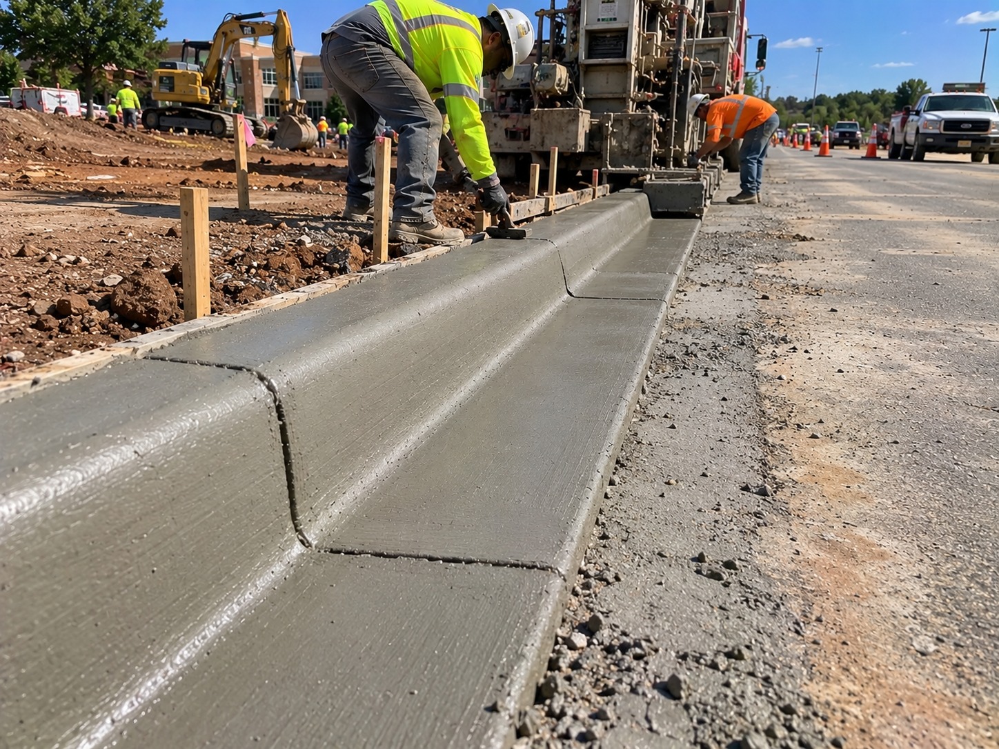 Formed concrete curb and gutter on an Atlanta roadway