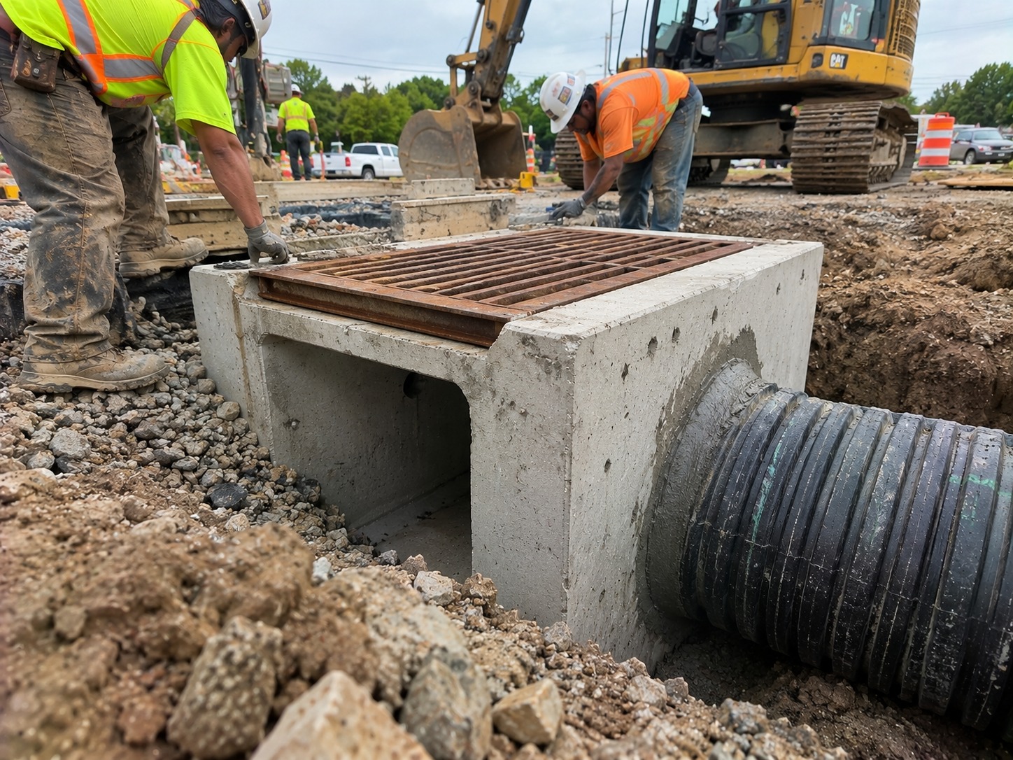 Concrete drainage structure and catch basin in Atlanta