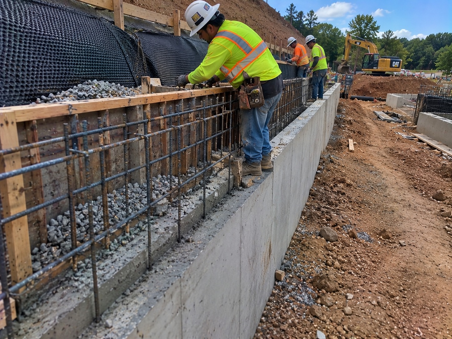 Concrete retaining wall at an Atlanta home