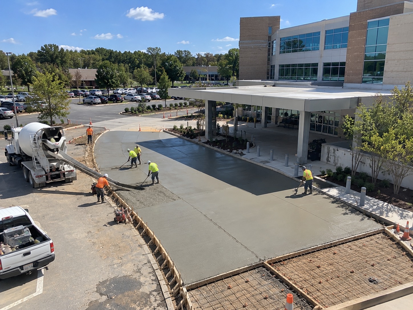 Large commercial concrete pour at an Atlanta institutional building entrance