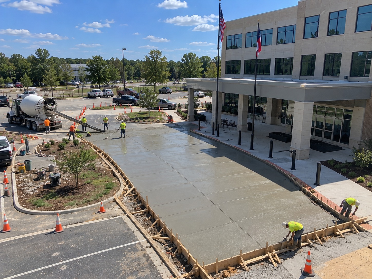 Concrete access road and driveway at an Atlanta government facility