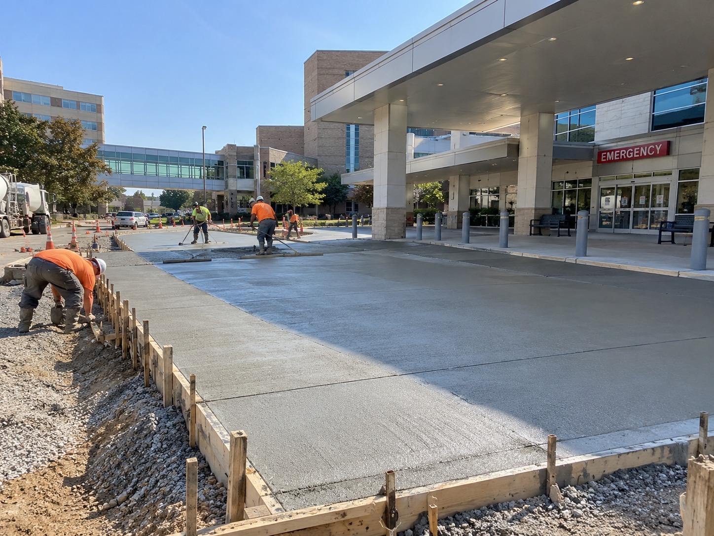 Concrete driveway and entry works at an Atlanta hospital