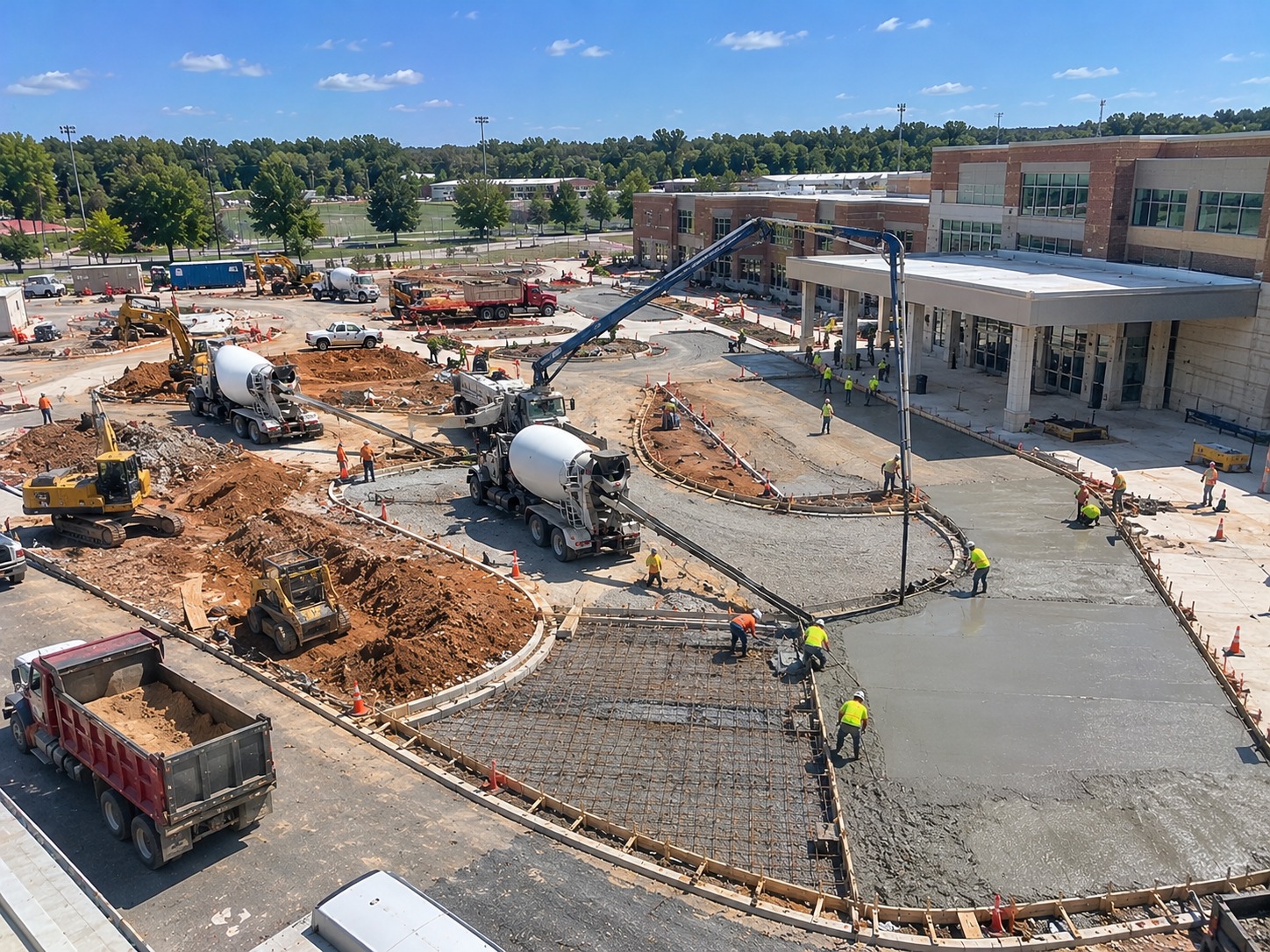 Road construction and concrete works on an Atlanta commercial project